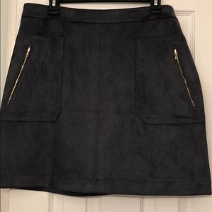Grey Soft Suede Mini Skirt-